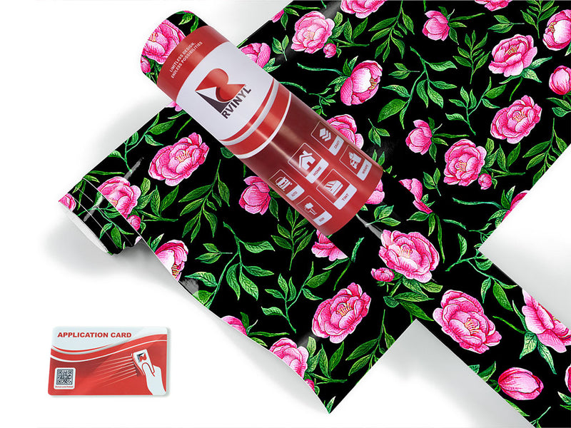 midnight peony floral Craft Vinyl Roll