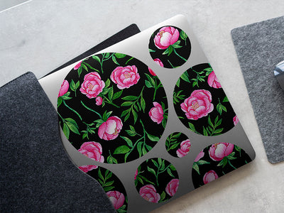 midnight peony floral DIY Laptop Stickers