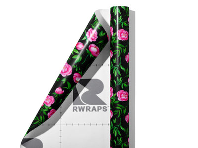 Midnight Peony Floral Wrap Film Sheets~Rwraps Series 914 Midnight Peony Floral Scrolled Sheet~3