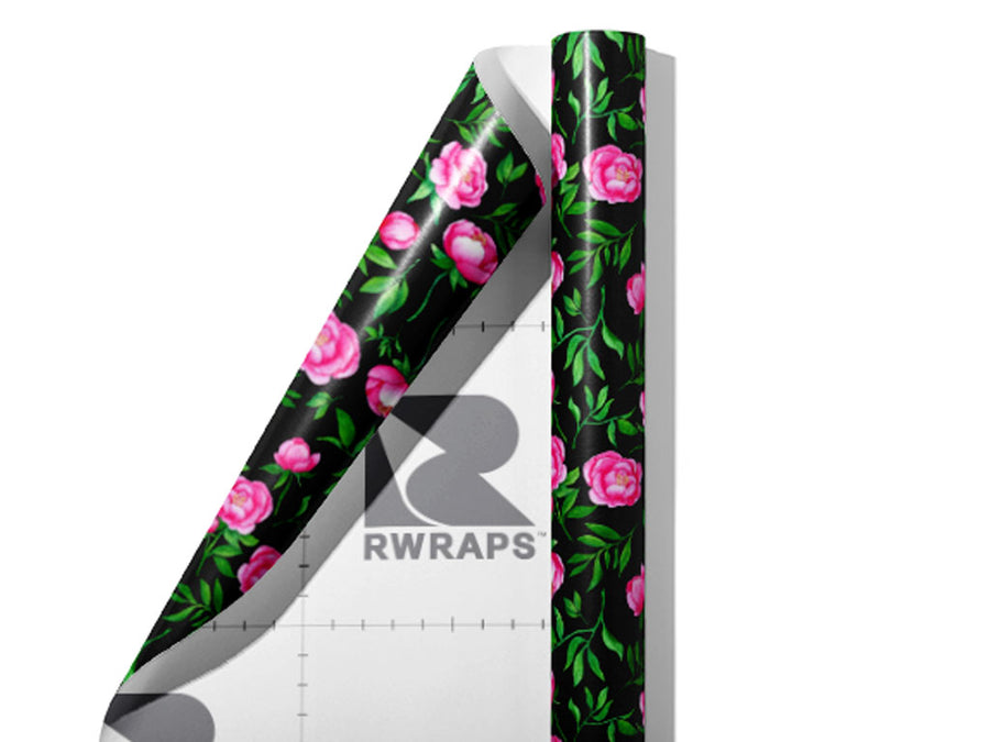Midnight Peony Floral Wrap Film Sheets~Rwraps Series 914 Midnight Peony Floral Scrolled Sheet~3