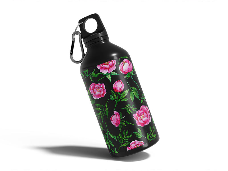 midnight peony floral Water Bottle DIY Stickers