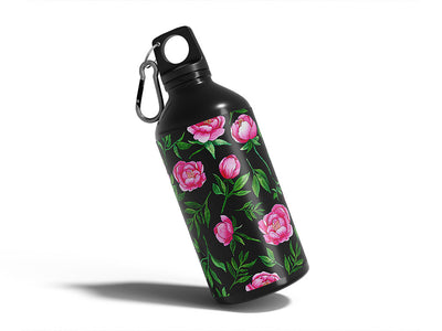 midnight peony floral Water Bottle DIY Stickers