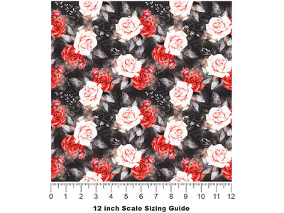 Midnight Rose Floral Vinyl Film Pattern Size 12 inch Scale~Rwraps Midnight Rose Floral Sizing Chart~2
