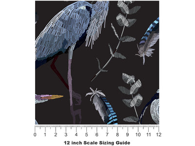 Midnight Storks Birds Vinyl Film Pattern Size 12 inch Scale~Rwraps Midnight Storks Birds Sizing Chart~2