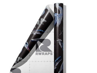 Midnight Storks Birds Wrap Film Sheets~Rwraps Series 914 Midnight Storks Birds Scrolled Sheet~3