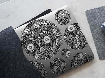 midnight sunflowers mandala DIY Laptop Stickers