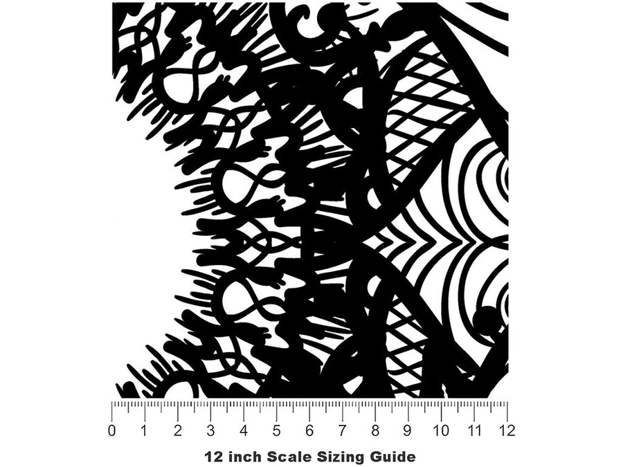 Midnight Sunflowers Mandala Vinyl Film Pattern Size 12 inch Scale~Rwraps Midnight Sunflowers Mandala Sizing Chart~2
