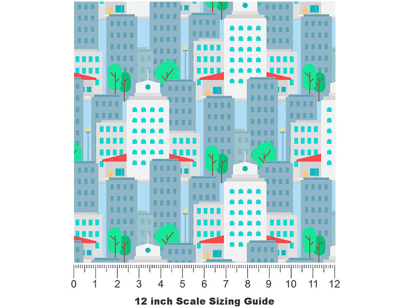 Midtown West Cityscape Vinyl Film Pattern Size 12 inch Scale~Rwraps Midtown West Cityscape Sizing Chart~3