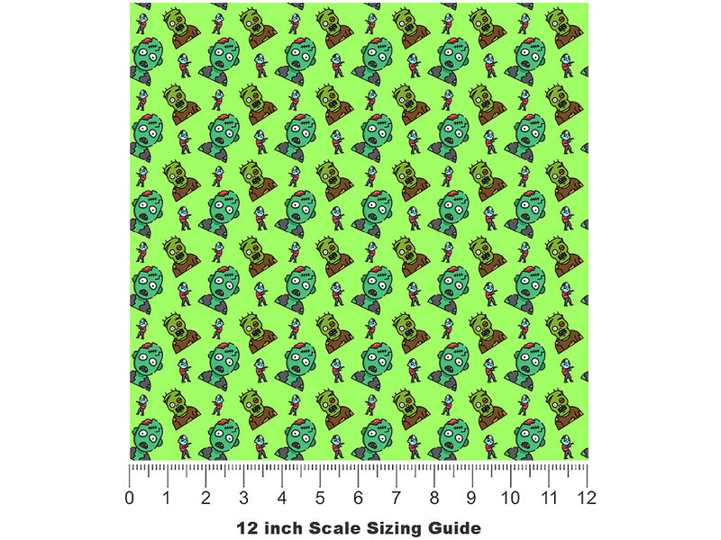 Mindless Ghouls Zombie Vinyl Film Pattern Size 12 inch Scale~Rwraps Mindless Ghouls Zombie Sizing Chart~2