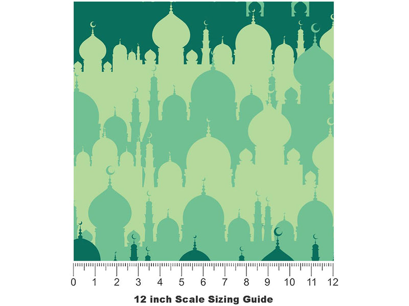 Mint Mosques Cityscape Vinyl Film Pattern Size 12 inch Scale~Rwraps Mint Mosques Cityscape Sizing Chart~3