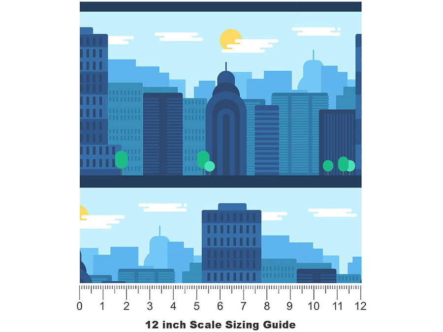 Misty Metropolis Cityscape Vinyl Film Pattern Size 12 inch Scale~Rwraps Misty Metropolis Cityscape Sizing Chart~3