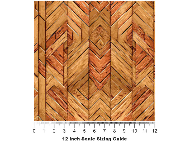 Mixed Gunstock Wooden Parquet Vinyl Film Pattern Size 12 inch Scale~Rwraps Mixed Gunstock Wooden Parquet Sizing Chart~3