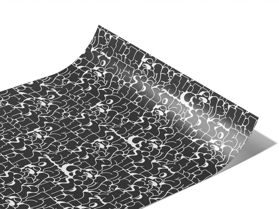 Monochrome Bubbled Graffiti Vinyl Wraps~Rwraps Series 914 Digitally Printed Vinyl Wrap~1