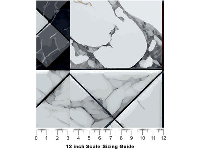 Monochrome Mash-Up Tile Vinyl Film Pattern Size 12 inch Scale~Rwraps Monochrome Mash-Up Tile Sizing Chart~3