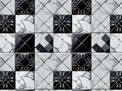 Monochrome Mash-Up Tile Vinyl Wrap Pattern~Rwraps Series 914 Digitally Printed Vinyl Wrap~0