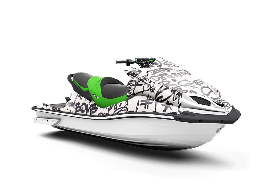 Monochrome Mess Graffiti Jet Ski Vinyl Customized Wrap