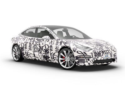 Monochrome Mess Graffiti Vehicle Vinyl Wrap