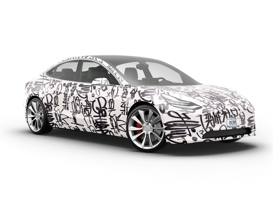 Monochrome Mess Graffiti Vehicle Vinyl Wrap