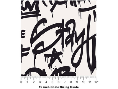 Monochrome Mess Graffiti Vinyl Film Pattern Size 12 inch Scale~Rwraps Monochrome Mess Graffiti Sizing Chart~3