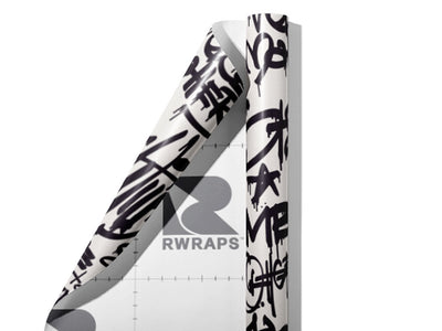 Monochrome Mess Graffiti Wrap Film Sheets~Rwraps Series 914 Monochrome Mess Graffiti Scrolled Sheet~4