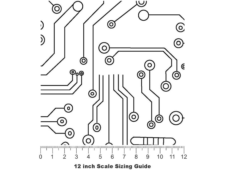 Monochrome Motherboard Technology Vinyl Film Pattern Size 12 inch Scale~Rwraps Monochrome Motherboard Technology Sizing Chart~3