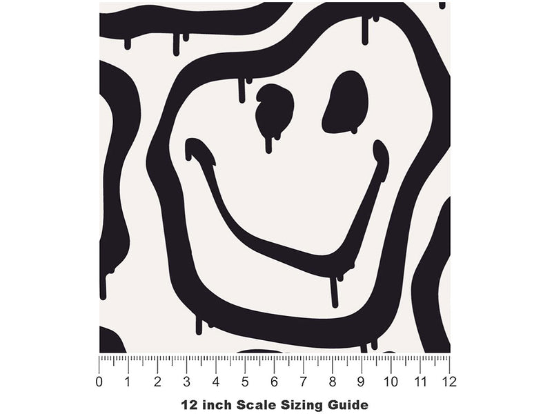 Monochrome Smiles Graffiti Vinyl Film Pattern Size 12 inch Scale~Rwraps Monochrome Smiles Graffiti Sizing Chart~3