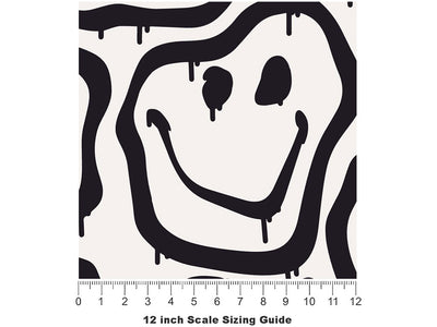 Monochrome Smiles Graffiti Vinyl Film Pattern Size 12 inch Scale~Rwraps Monochrome Smiles Graffiti Sizing Chart~3