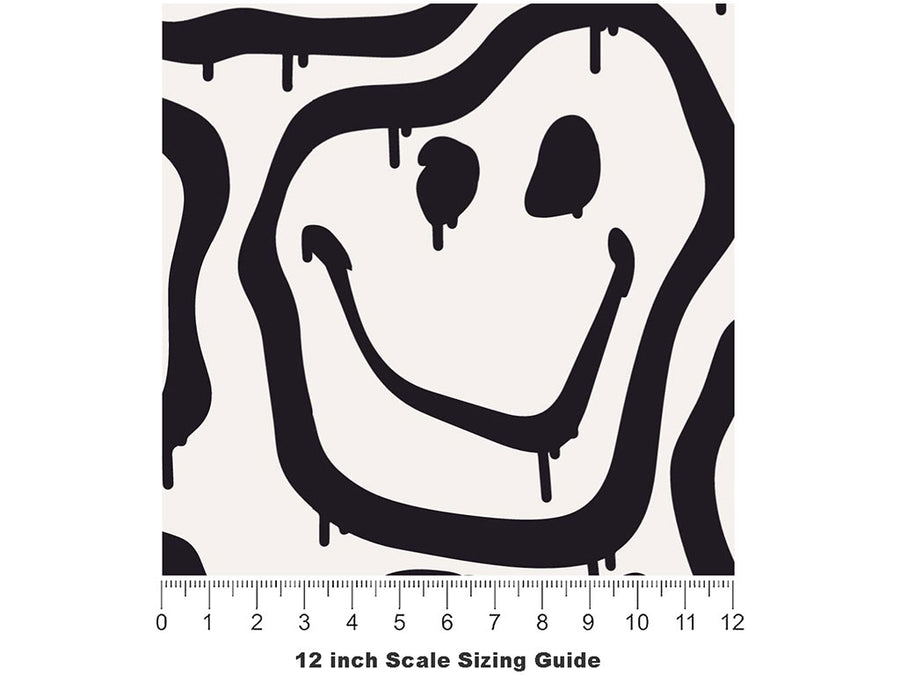 Monochrome Smiles Graffiti Vinyl Film Pattern Size 12 inch Scale~Rwraps Monochrome Smiles Graffiti Sizing Chart~3