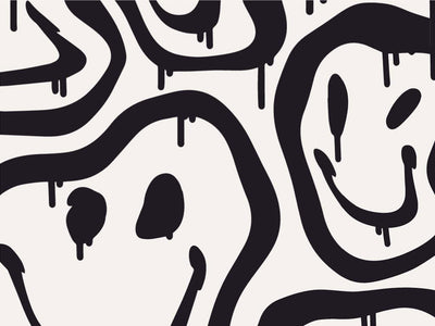 Monochrome Smiles Graffiti Vinyl Wrap Pattern~Rwraps Series 914 Digitally Printed Vinyl Wrap~0
