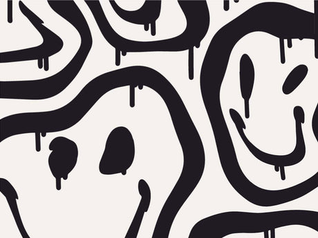 Monochrome Smiles Graffiti Vinyl Wrap Pattern~Rwraps Series 914 Digitally Printed Vinyl Wrap~0