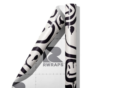 Monochrome Smiles Graffiti Wrap Film Sheets~Rwraps Series 914 Monochrome Smiles Graffiti Scrolled Sheet~4