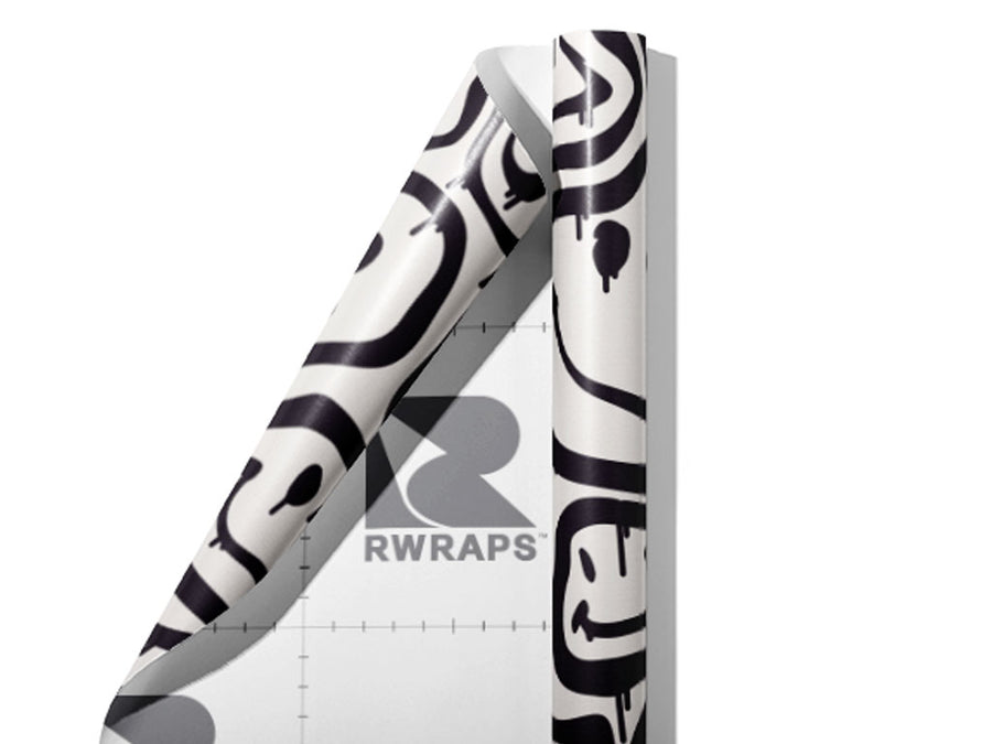 Monochrome Smiles Graffiti Wrap Film Sheets~Rwraps Series 914 Monochrome Smiles Graffiti Scrolled Sheet~4