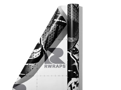 Monochrome Tag Graffiti Wrap Film Sheets~Rwraps Series 914 Monochrome Tag Graffiti Scrolled Sheet~3