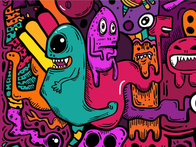 Monster Mash Graffiti Vinyl Wrap Pattern~Rwraps Series 914 Digitally Printed Vinyl Wrap~0
