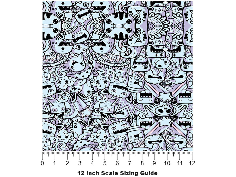 Monster Mash Sticker Bomb Vinyl Film Pattern Size 12 inch Scale~Rwraps Monster Mash Sticker Bomb Sizing Chart~3