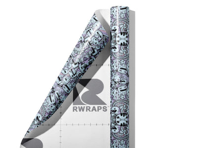 Monster Mash Sticker Bomb Wrap Film Sheets~Rwraps Series 914 Monster Mash Sticker Bomb Scrolled Sheet~4