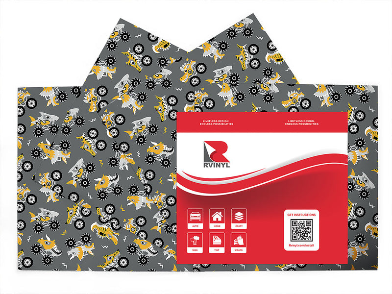 monster trucks dinosaur Craft Vinyl Sheet Pack