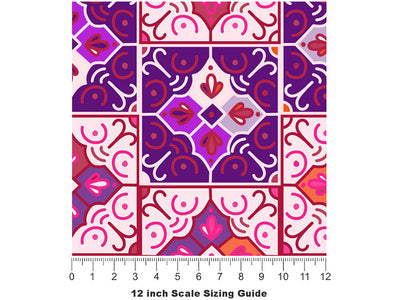 Morning Glory Tile Vinyl Film Pattern Size 12 inch Scale~Rwraps Morning Glory Tile Sizing Chart~3