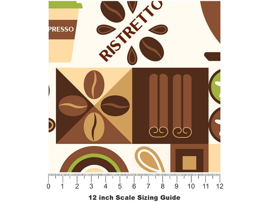 Morning Roast Mosaic Vinyl Film Pattern Size 12 inch Scale~Rwraps Morning Roast Mosaic Sizing Chart~2