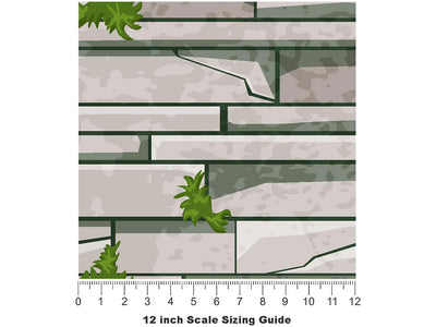 Mossy Grey Brick Vinyl Film Pattern Size 12 inch Scale~Rwraps Mossy Grey Brick Sizing Chart~3