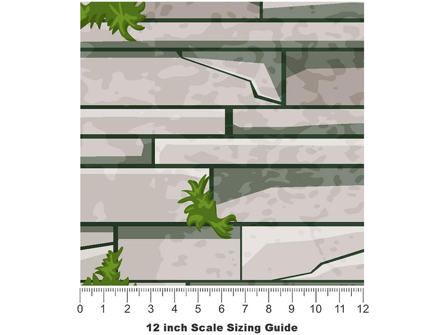 Mossy Grey Brick Vinyl Film Pattern Size 12 inch Scale~Rwraps Mossy Grey Brick Sizing Chart~3