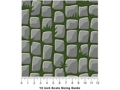Mossy Grey Brick Vinyl Film Pattern Size 12 inch Scale~Rwraps Mossy Grey Brick Sizing Chart~3