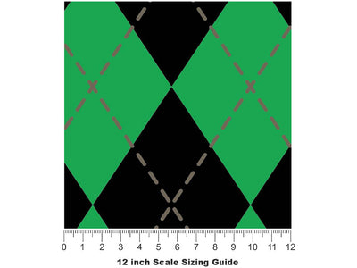 Mossy Undergrowth Argyle Vinyl Film Pattern Size 12 inch Scale~Rwraps Mossy Undergrowth Argyle Sizing Chart~2