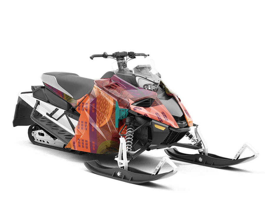 Mountain Town Cityscape Custom Wrapped Snowmobile