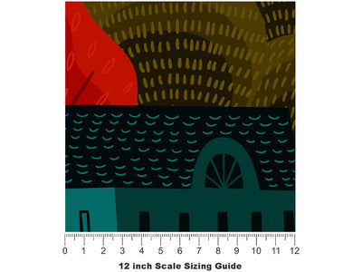 Mountain Town Cityscape Vinyl Film Pattern Size 12 inch Scale~Rwraps Mountain Town Cityscape Sizing Chart~3
