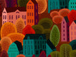 Mountain Town Cityscape Vinyl Wrap Pattern~Rwraps Series 914 Digitally Printed Vinyl Wrap~0