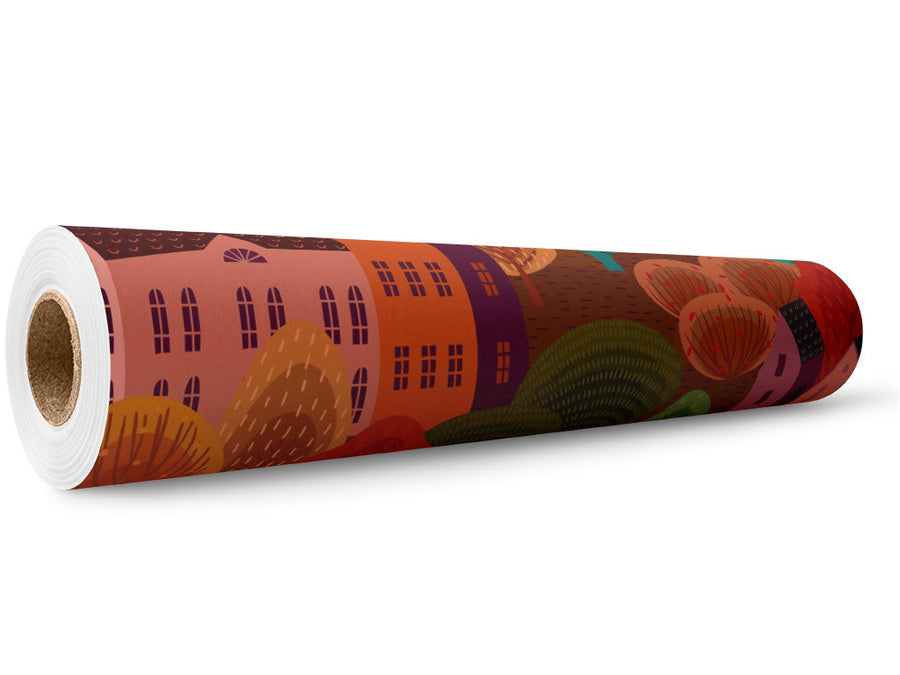 Mountain Town Cityscape Wrap Film Wholesale Roll~Rwraps Series 914 Digitally Printed Vinyl Roll~5