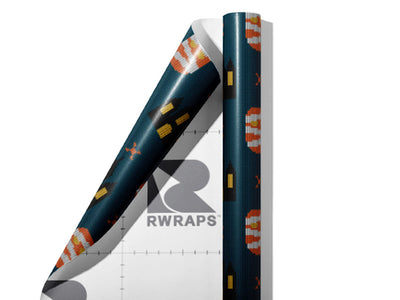 Mummy Knit Halloween Wrap Film Sheets~Rwraps Series 914 Mummy Knit Halloween Scrolled Sheet~3
