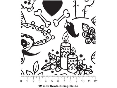 Musical Memories Day of the Dead Vinyl Film Pattern Size 12 inch Scale~Rwraps Musical Memories Day of the Dead Sizing Chart~2