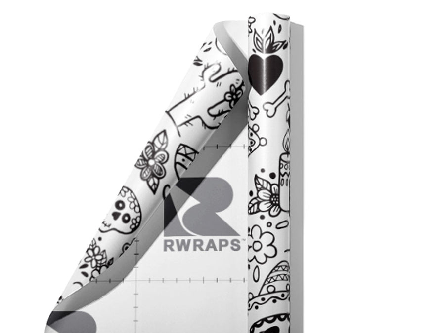 Musical Memories Day of the Dead Wrap Film Sheets~Rwraps Series 914 Musical Memories Day of the Dead Scrolled Sheet~3